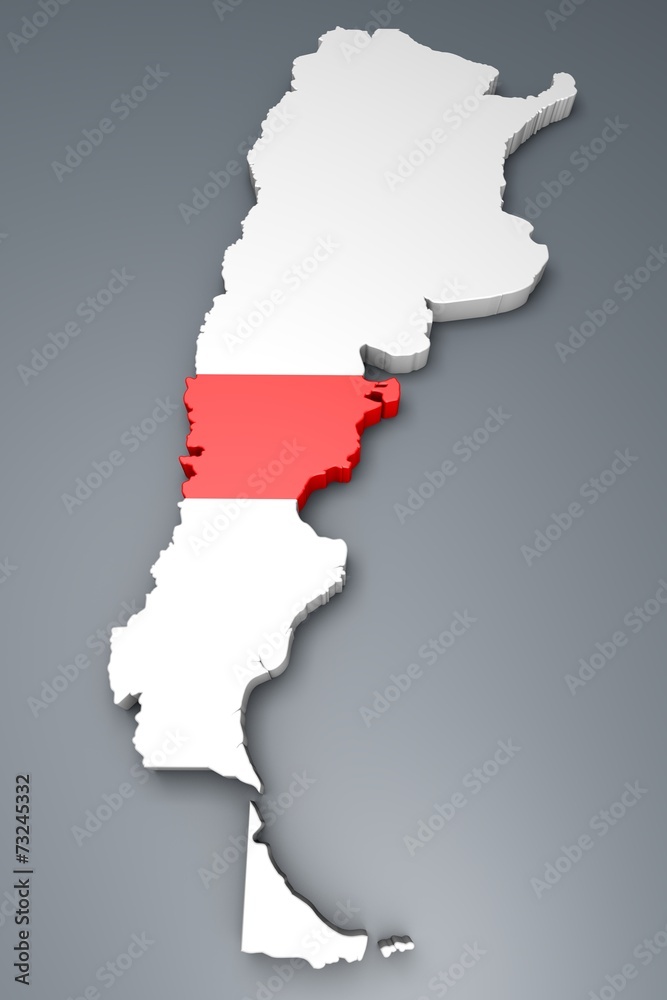 Obraz premium Chubut provincia Argentina mappa 3d