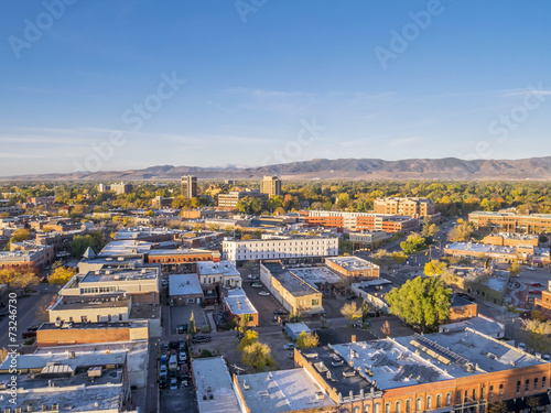 Fort Collins downtown aerial view