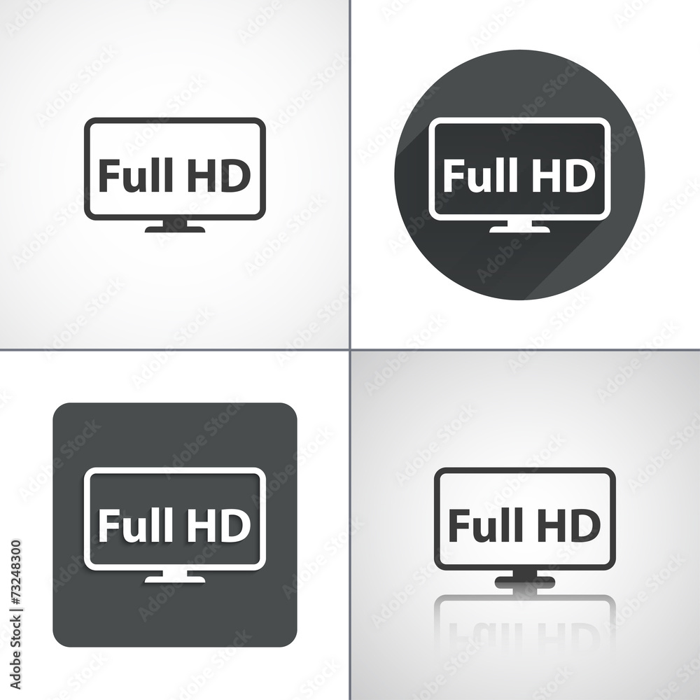 Full HD icons. Set elements for design. Vector illustration. Full HD icons. Set elements for design. Vector illustration.