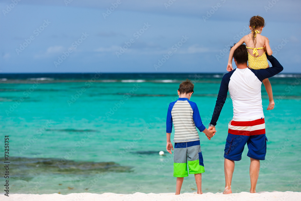 Father and kids on summer vacation