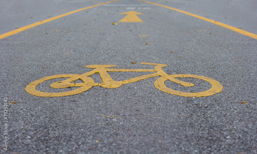 Bicycle lane sign on the road Bicycle lane sign on the road