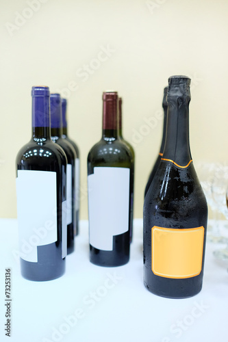 bottle and wine glasses