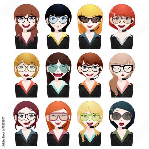 business woman avatar set