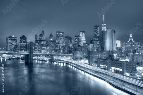 Manhattan and Brooklyn bridge night view © aiisha