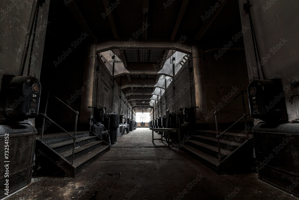 Dark industrial interior