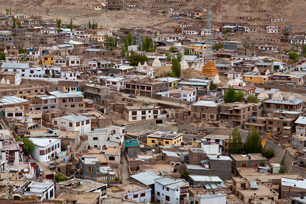 Leh city is located in the Indian Himalayas, India