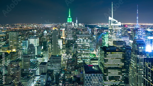 new york famous buildings night light view 4k time lapse