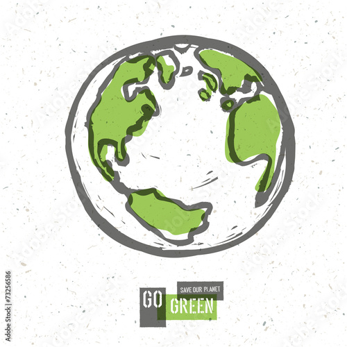 Go Green Concept Poster With Earth. Vector