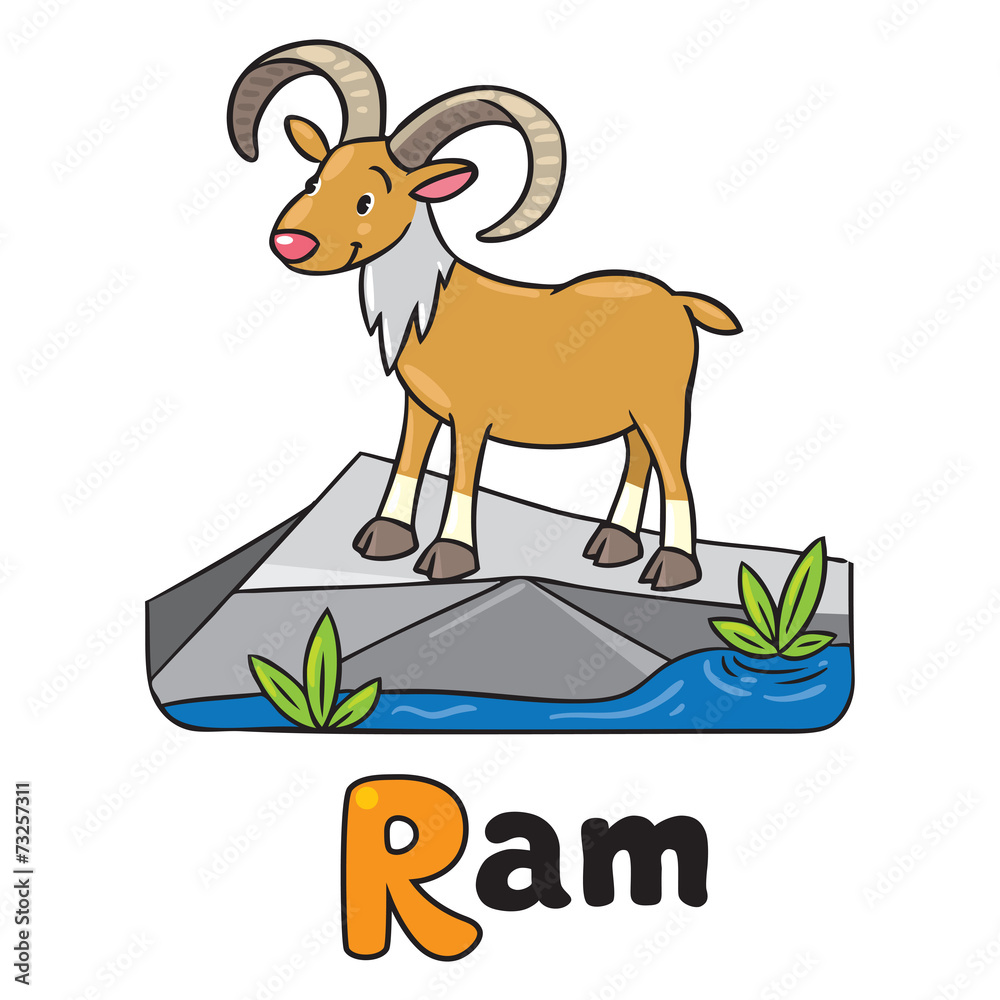 Little funny urial or ram, for ABC. Alphabet U Little funny urial or ram, for ABC. Alphabet U