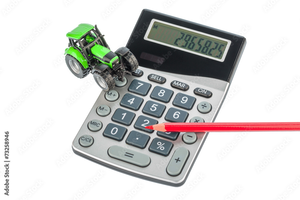 Traktor, Rotstift und Taschenrechner Traktor, Rotstift und Taschenrechner