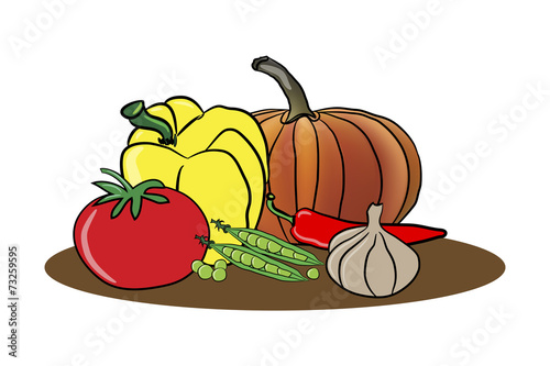 Warzywa na talerzu - ilustracja