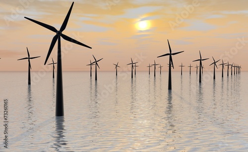 Tientallen windmolens in groot molenpark photo