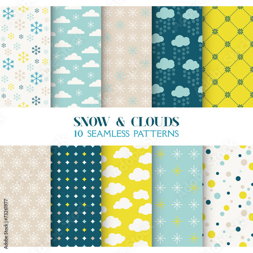 Fototapeta Naklejka Na Ścianę i Meble -  10 Seamless Patterns - Snow and Clouds - Texture for wallpaper