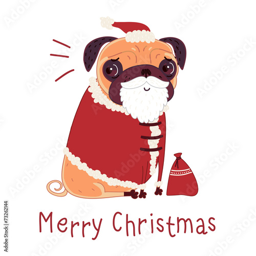 Pug in a Santa suit