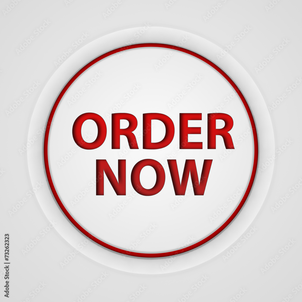 Order now circular icon on white background Order now circular icon on white background