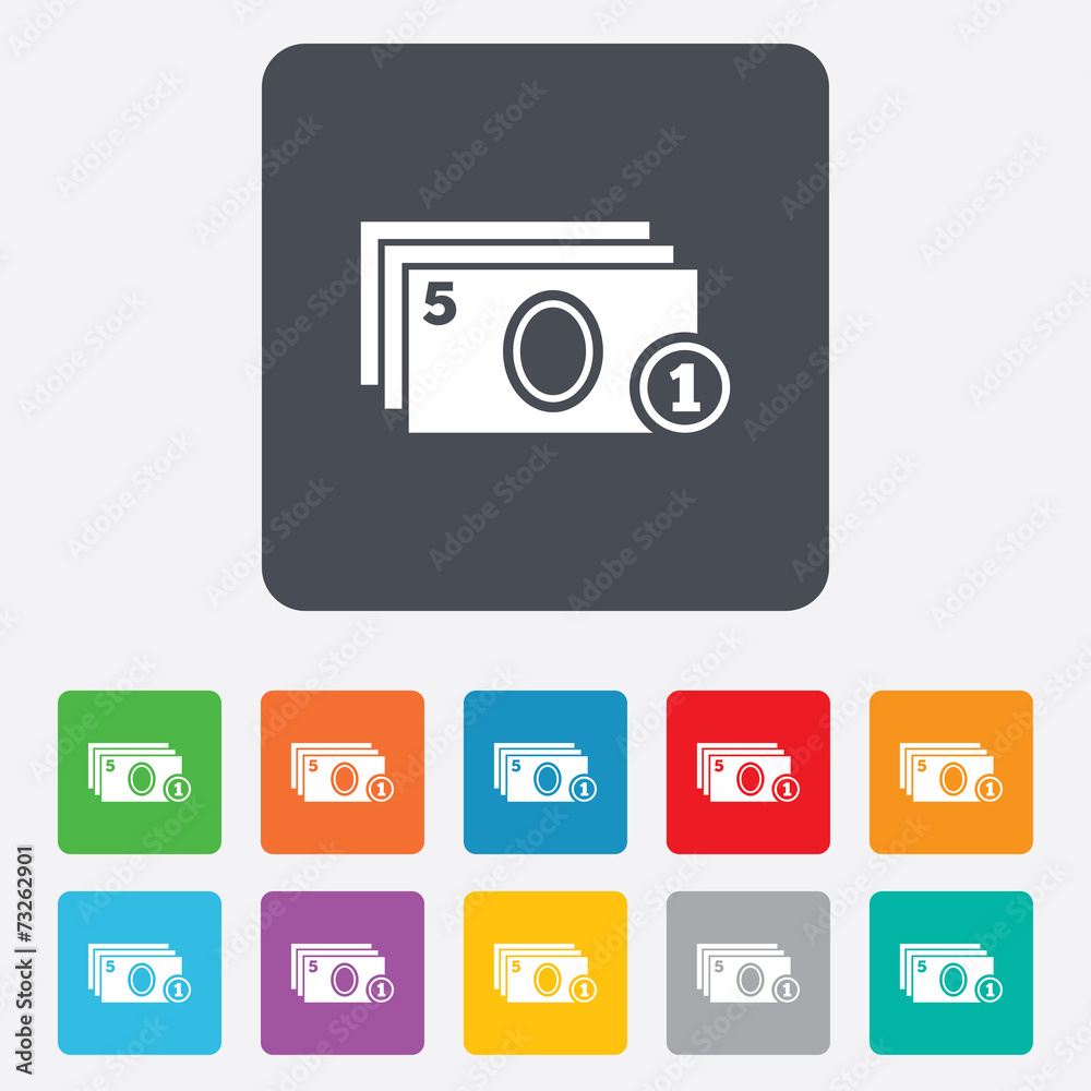 Cash and coin sign icon. Paper money symbol.