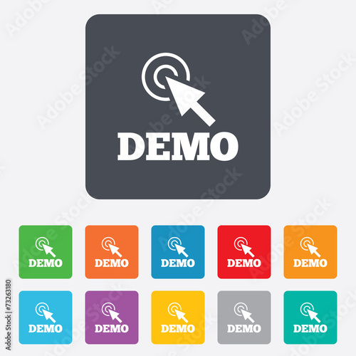 Demo with cursor sign icon. Demonstration symbol