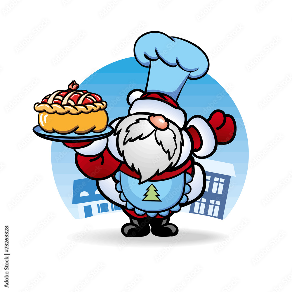 Дед Мороз Santa Claus кулинар приготовил пирог