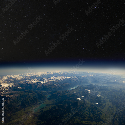 High altitude view of the Earth in space. © marcel