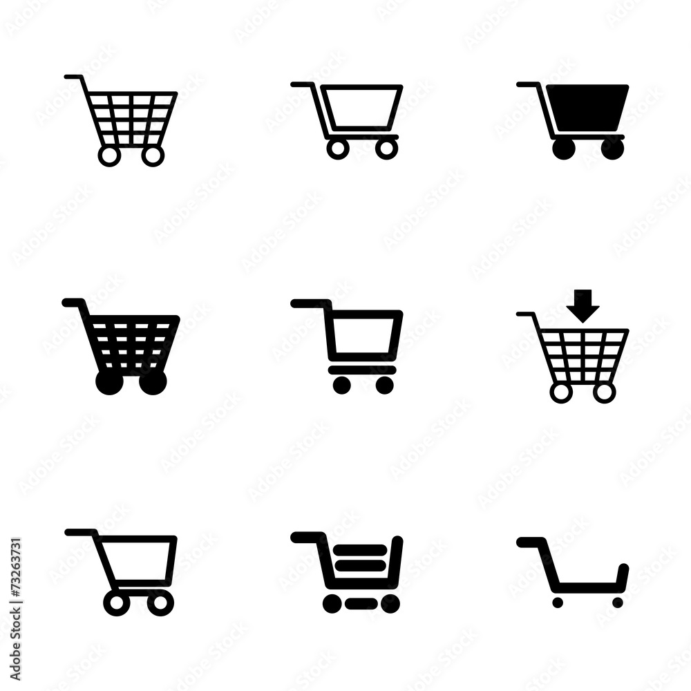 Vector black shopping cart icon set