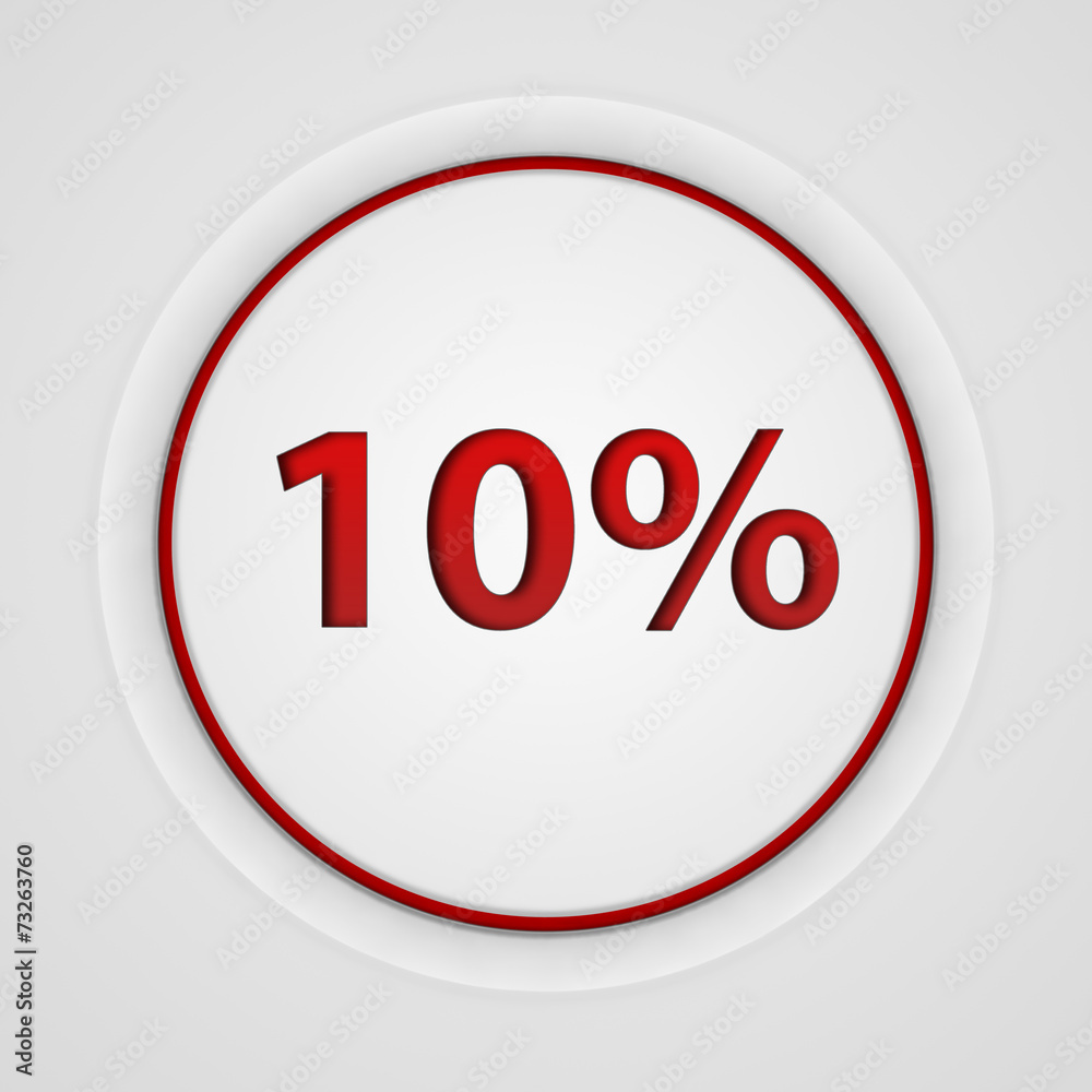 Ten percent circular icon on white background Ten percent circular icon on white background