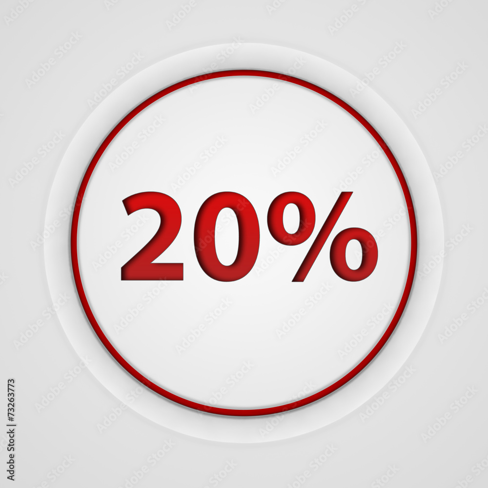 Twenty percent circular icon on white background Twenty percent circular icon on white background