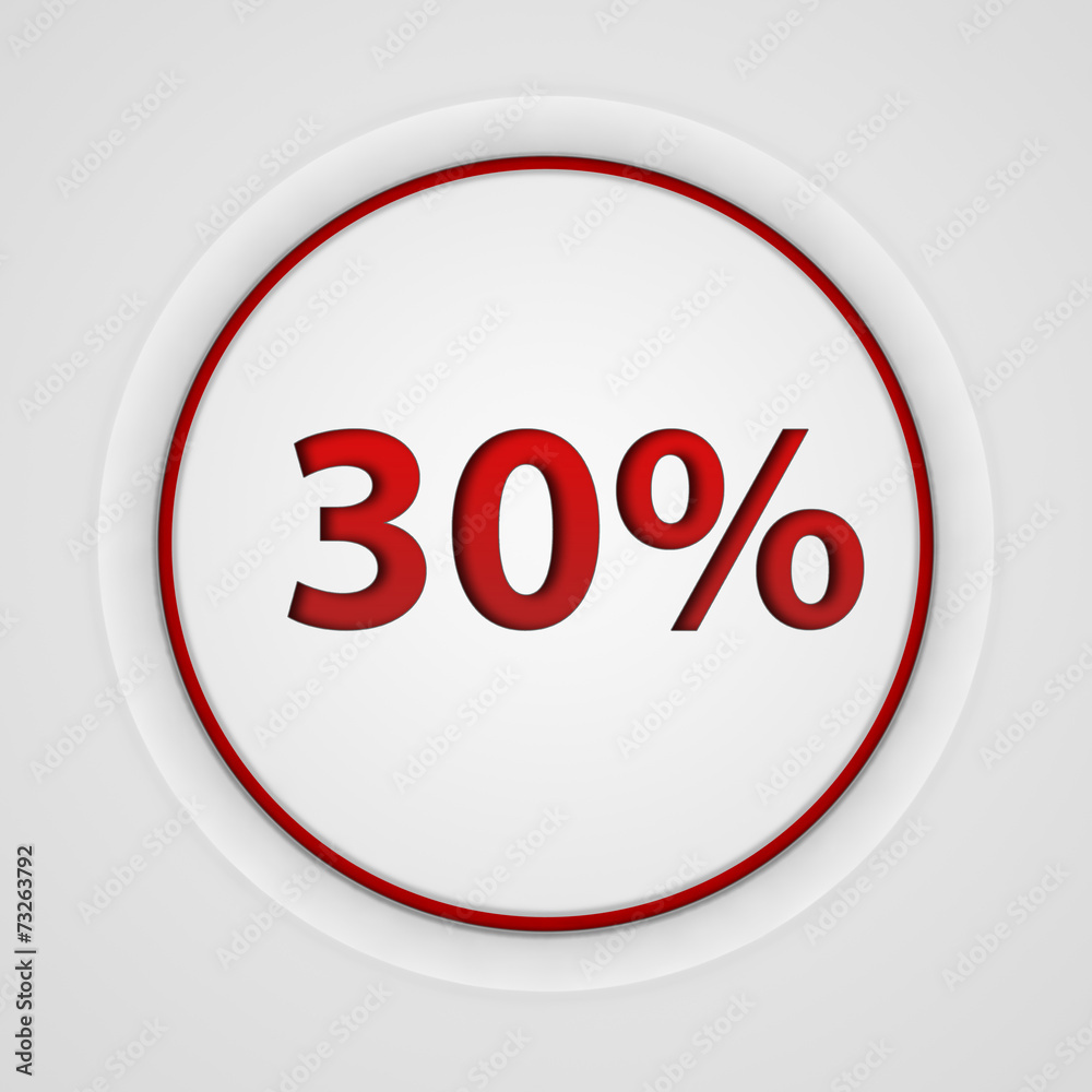 Thirty percent circular icon on white background Thirty percent circular icon on white background