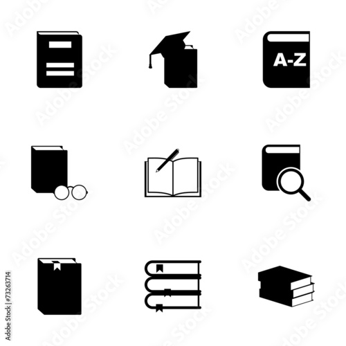 Vector black schoolbook icon set