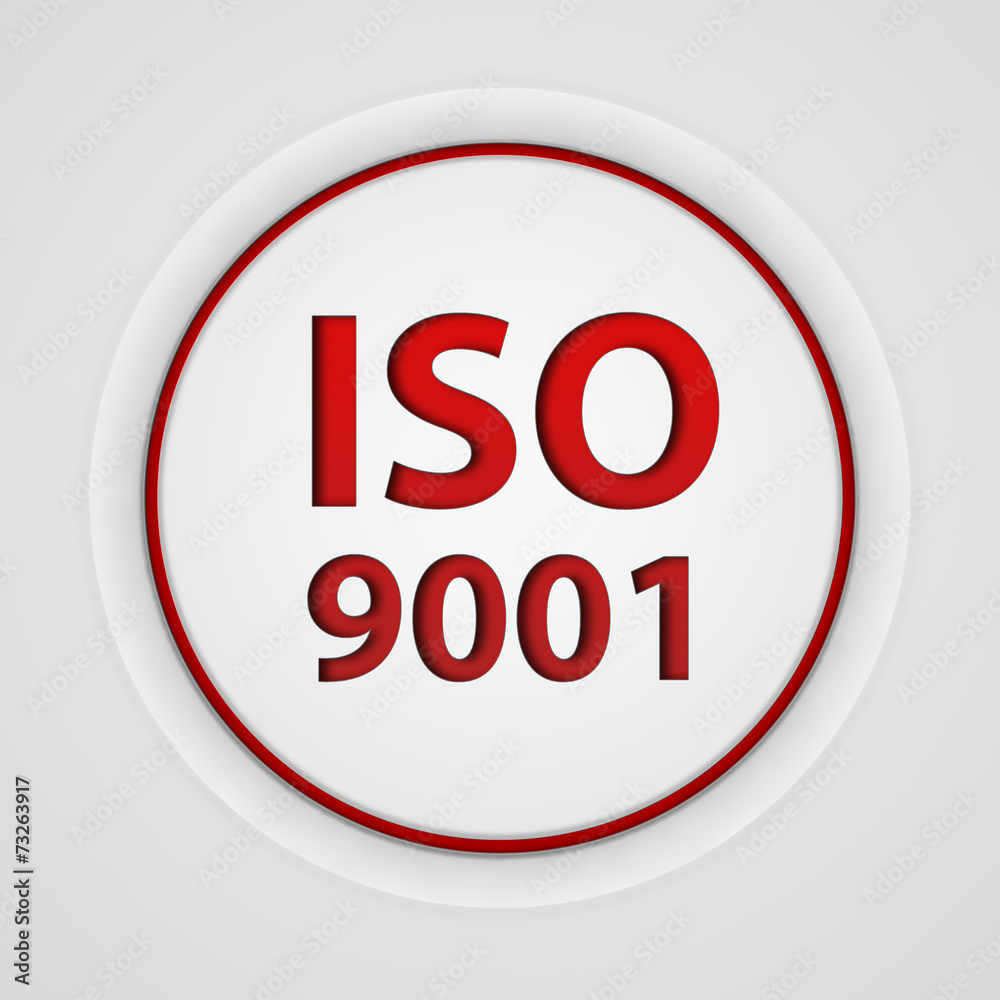 Iso 9001 circular icon on white background Iso 9001 circular icon on white background