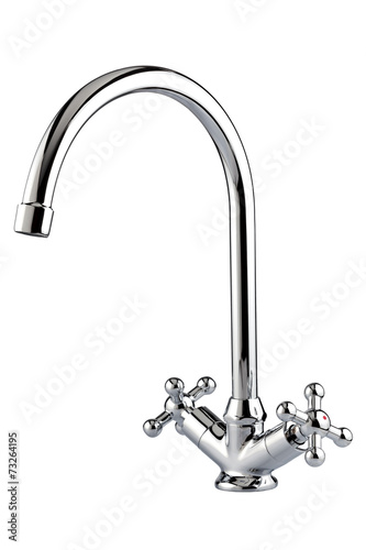 The kitchen water crane is isolated on a white background