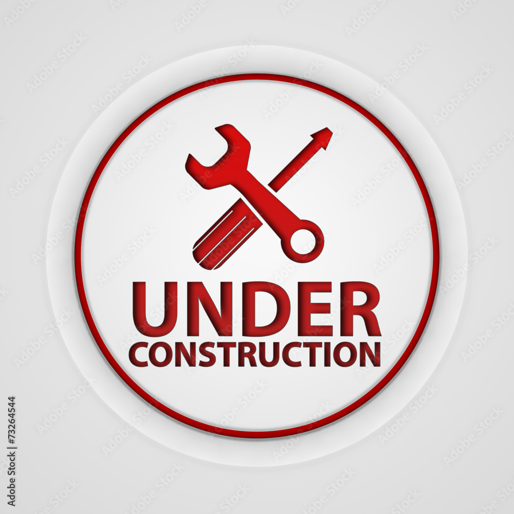 Under construction circular icon on white background Under construction circular icon on white background
