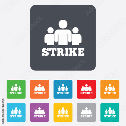 Strike sign icon. Group of people symbol.