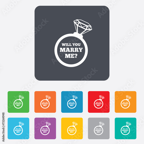 Marry me ring sign icon. Engagement symbol.
