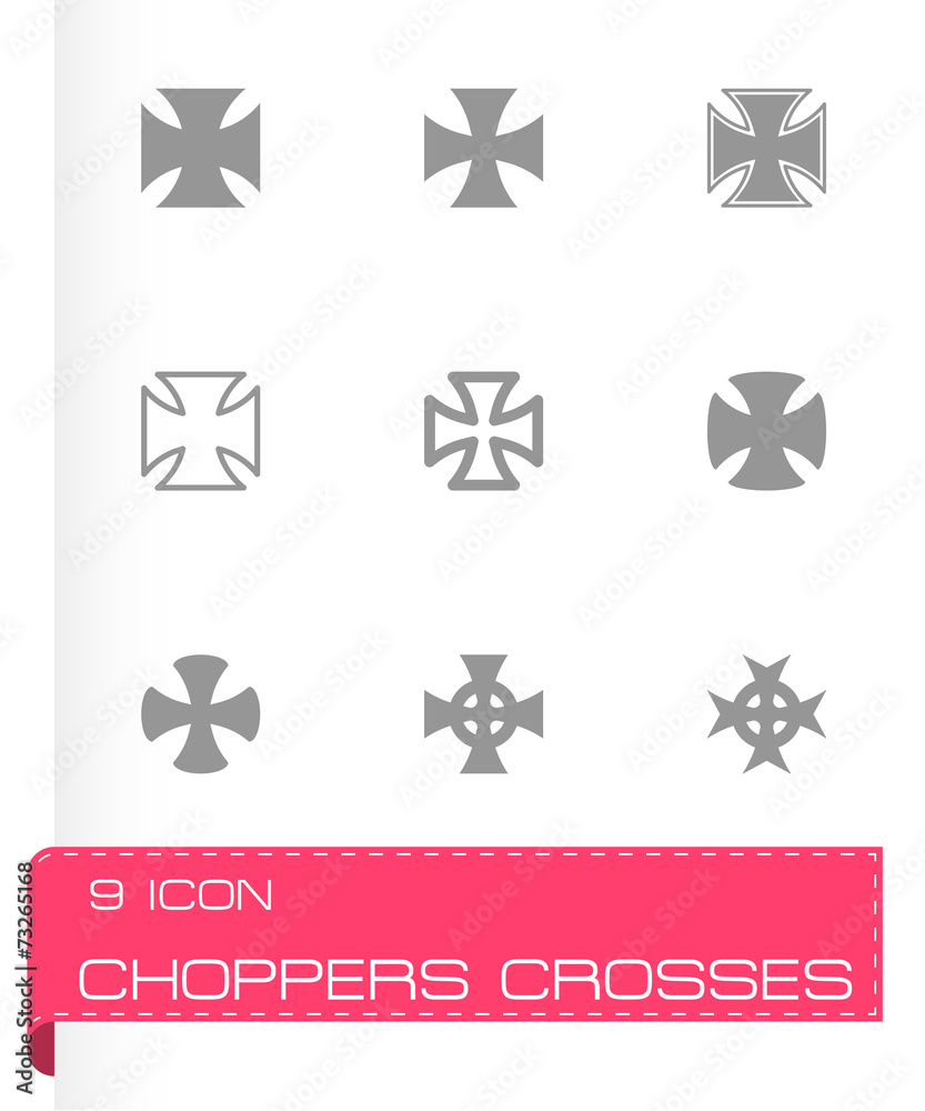 Vector black choppers crosses icon set Vector black choppers crosses icon set