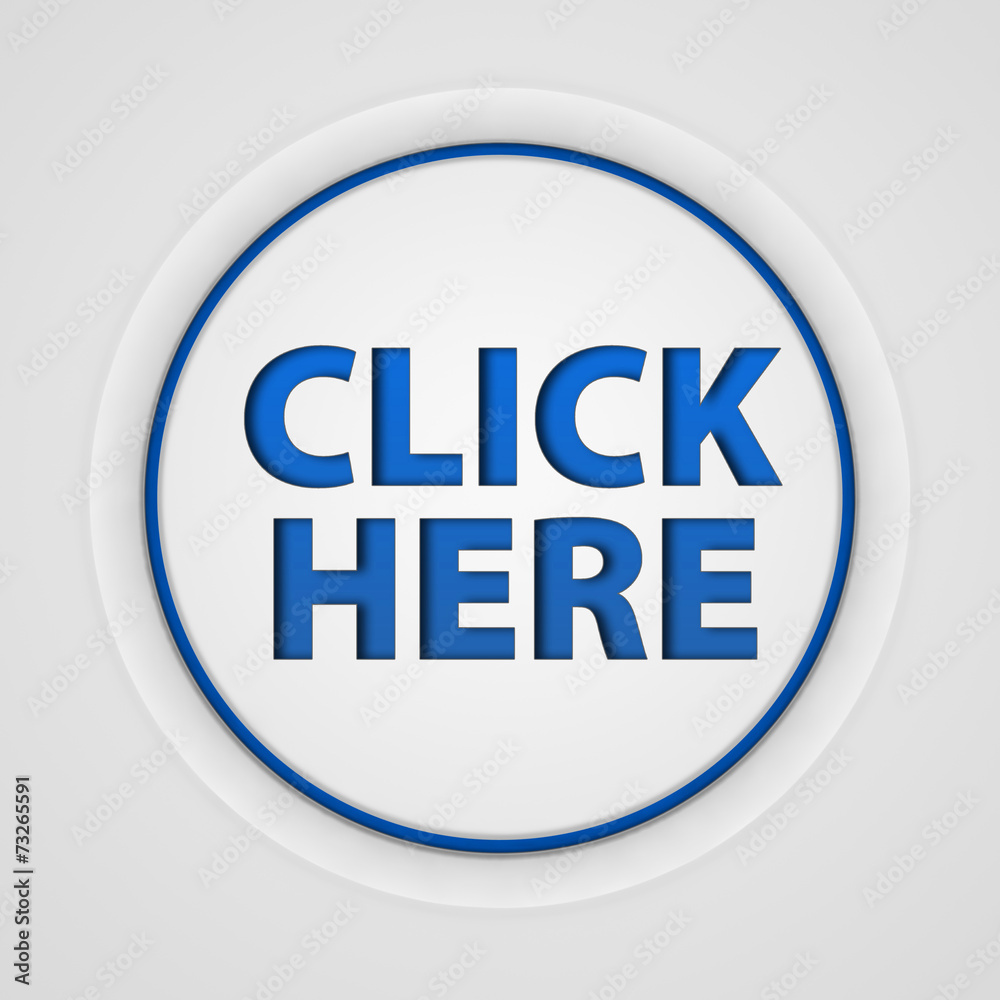 Click here circular icon on white background Click here circular icon on white background