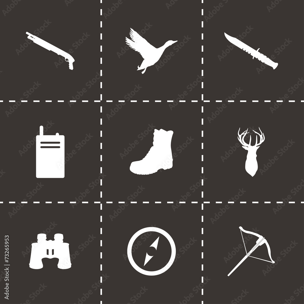 Obraz premium Vector black hunting icons set