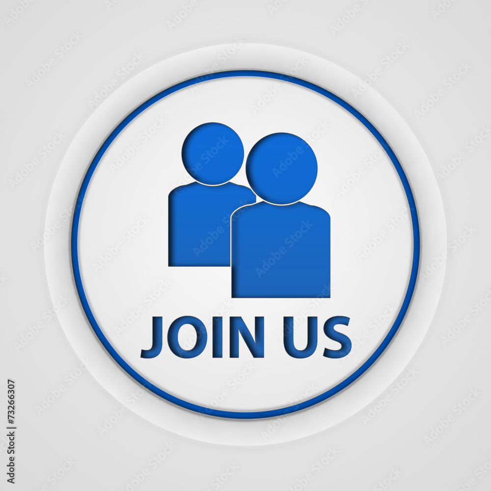 Join us circular icon on white background Join us circular icon on white background