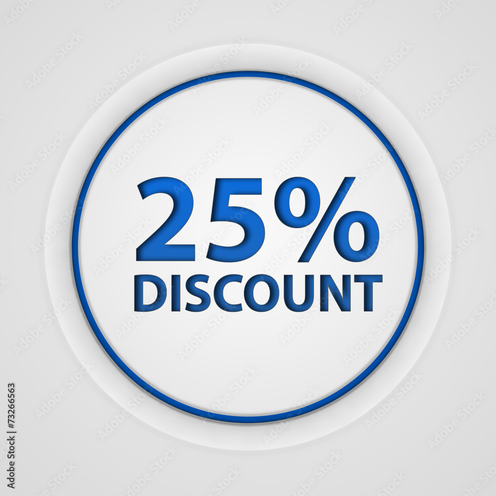 Discount 25 circular icon on white background Discount 25 circular icon on white background