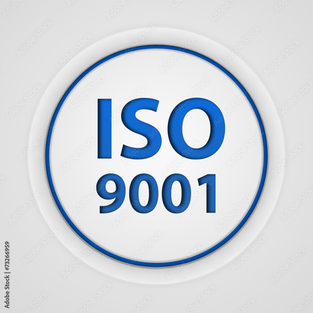 Iso 9001 circular icon on white background Iso 9001 circular icon on white background
