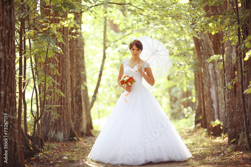 Portrait of a bride in a white dress