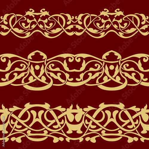 Gold floral seamless border