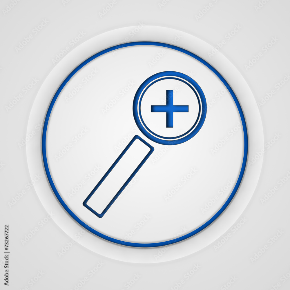 Zoom in circular icon on white background Zoom in circular icon on white background