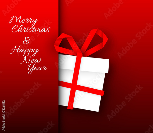 Simple red vector card with christmas gift