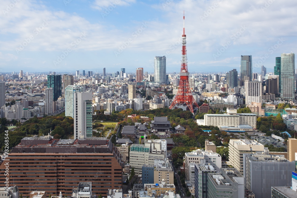 tokyo city view with Tokyo tower