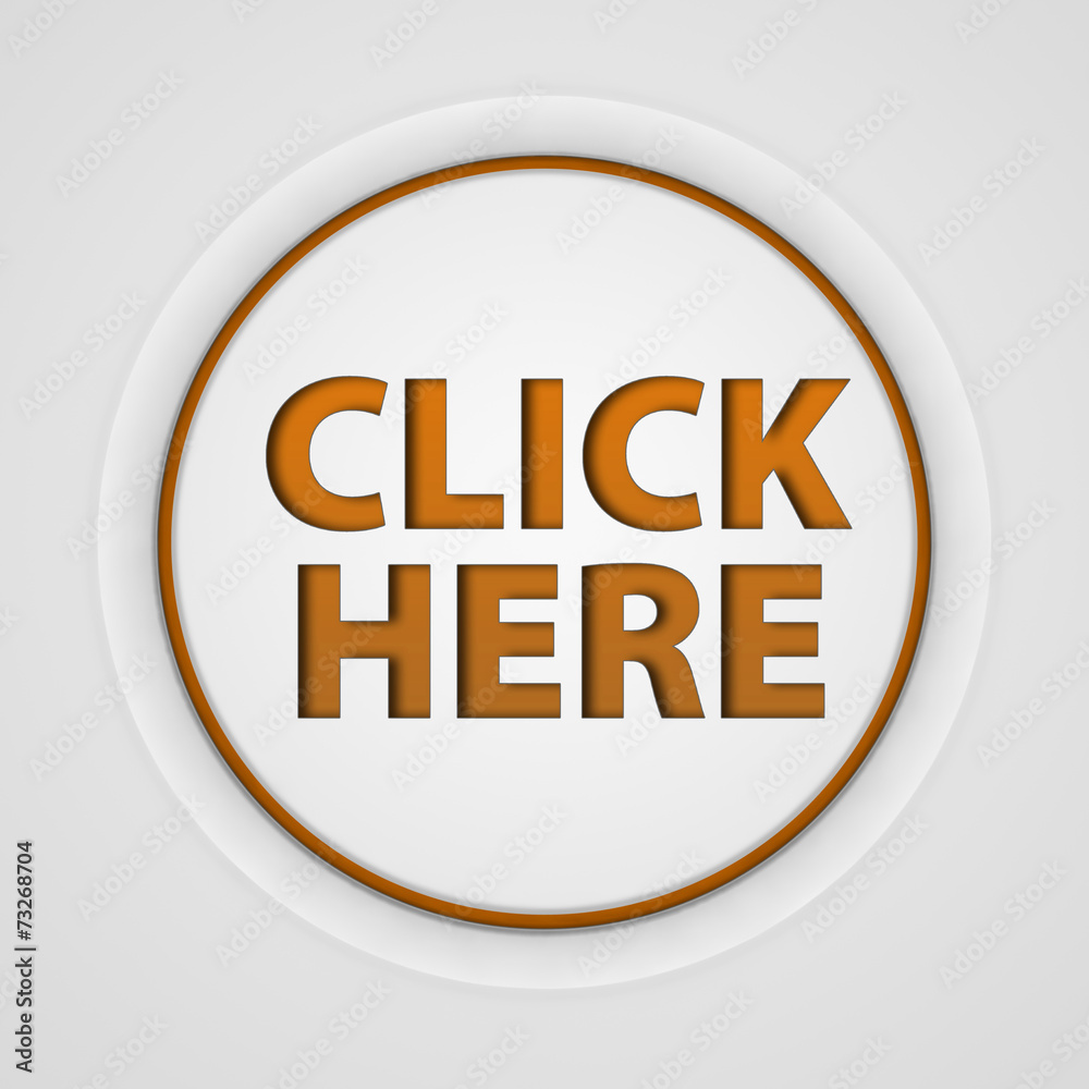 Click here circular icon on white background Click here circular icon on white background