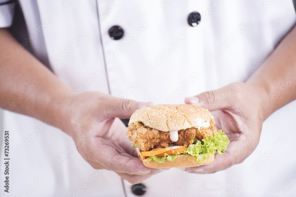 chef presented a burger