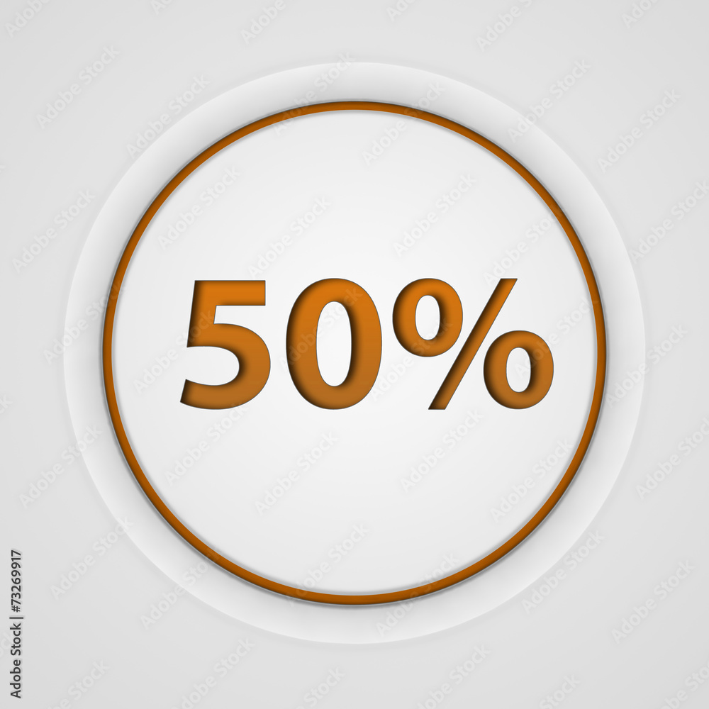 Fivety percent circular icon on white background Fivety percent circular icon on white background