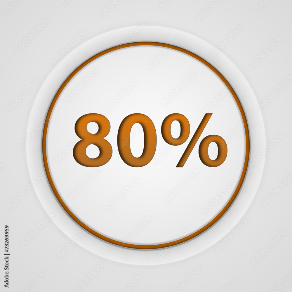 Eighty percent circular icon on white background Eighty percent circular icon on white background