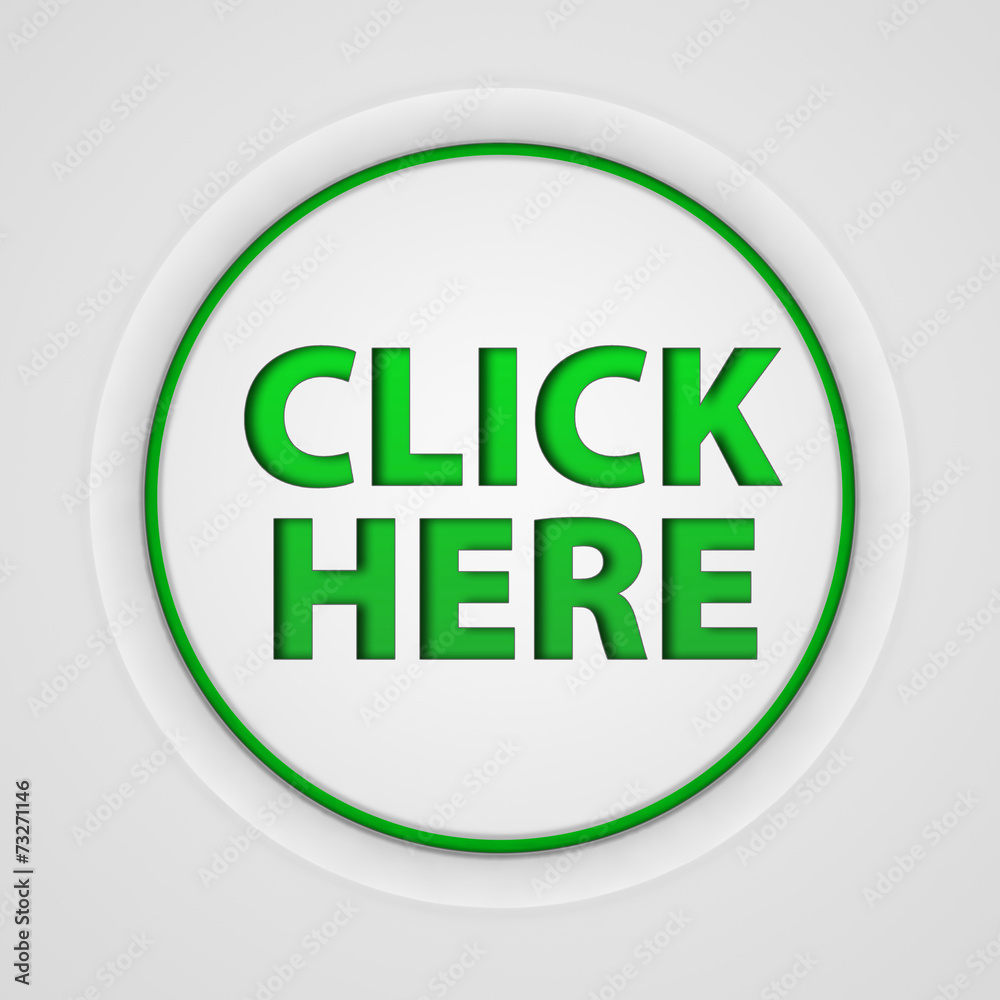 Click here circular icon on white background Click here circular icon on white background
