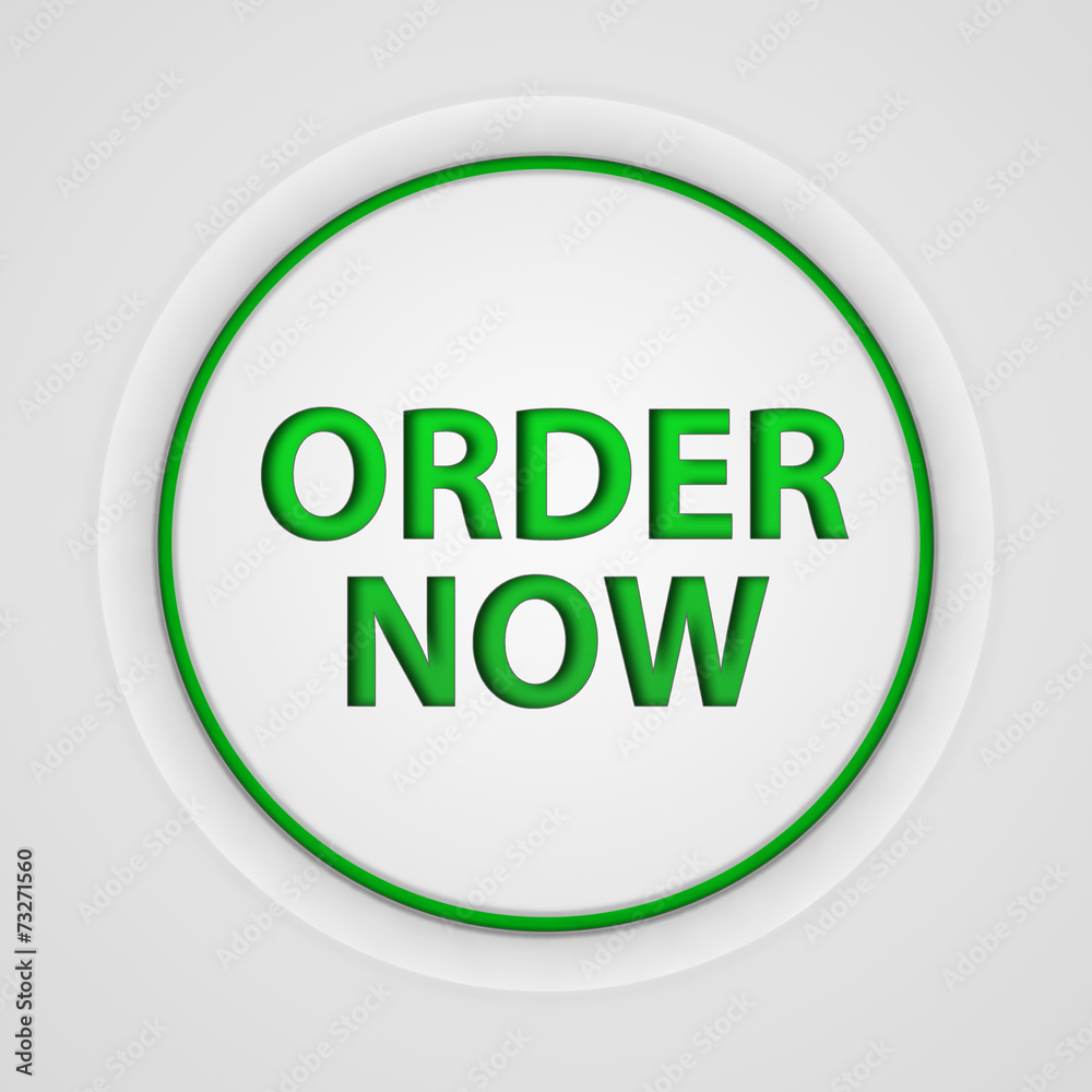 Order now circular icon on white background Order now circular icon on white background